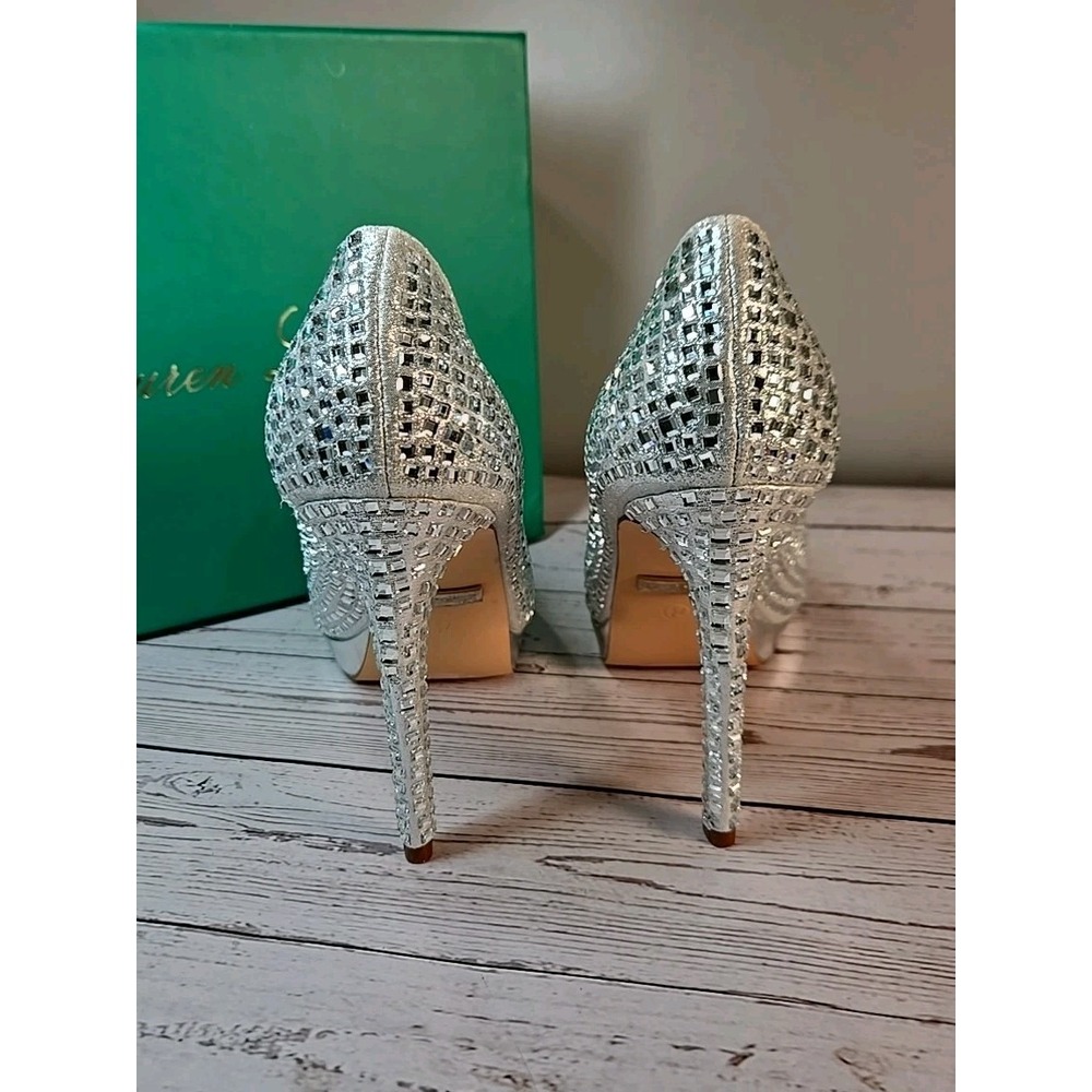 Lauren Lorraine Candie 12 Rhinestone Platform Wedding Dress Pumps Sz 7.5 Holiday - Picture 6 of 8